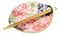Pink Cherry Blossoms Small Appetizer Coupe Plate Flat Bowl With Chopsticks Set