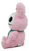 Ebros Small Furry Bones Skeleton Pink Bunny With Green Polkadot Tie Plush Toy