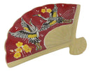Ebros Set Of 4 Red Cranes Cherry Blossoms Oriental Fan Shaped Sushi Plates