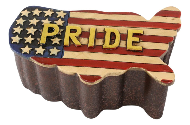 Western Country Patriotic US American Flag Map Memorial Decorative Jewelry Box