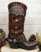Rustic Western Cowboy Boot With Floral Concho And Spur Vase Planter Figurine 13"