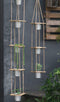 Set of 2 Rope Hanging Galvanized Metal 5 Tier Pot Planters For Indoors Outdoors