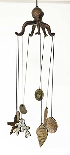 Ebros Gift Aluminum Coastal Sea Giant Octopus Kraken Resonant Relaxing Wind Chime Patio Garden Decor - Ebros Gift
