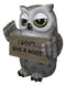 Sassy Cynical Grey Owl Flipping The Bird With I Don't Give A Hoot Sign Figurine