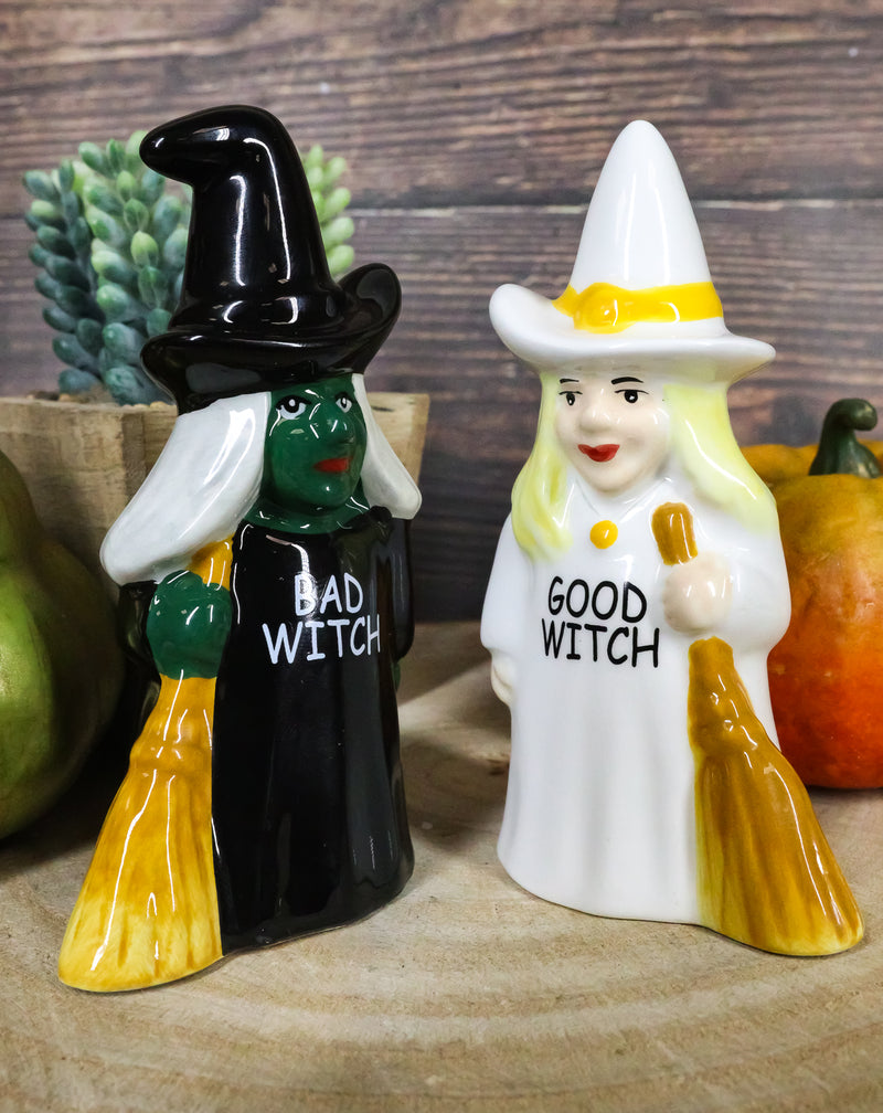 Good And Bad Elphaba Glinda Witches Carrying Broomsticks Salt And Pepper Shakers