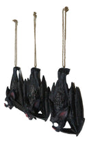 Gothic Vampire See Hear Speak No Evil Comical Bats Hanging Ornament Set of 3