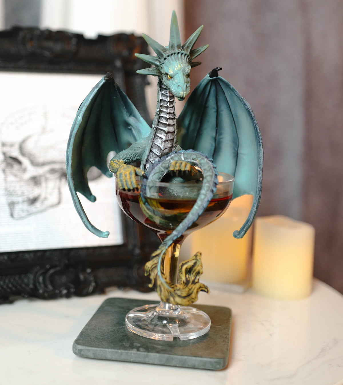 Cocktail Spirit Drunk Manhattan Liberty Dragon Statue Fantasy Decor Figurine