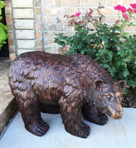 Large 21" Long Grizzly Brown Bear Polyresin Outdoor Garden Decorative Statue