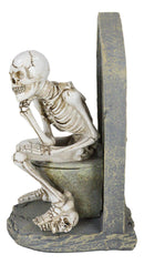 Rest In Peace Constipated Thinker Skeleton Sitting On Graveyard Toilet Statue