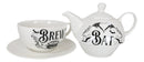 Porcelain Bat Brew Magic Cauldron Stackable Tea Pot And Cup With Saucer Set Of 3
