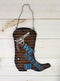 Western We Don't Dial 911 Pistol Gun Cowboy Boot Galvanized Metal Wall Decor