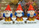 Ebros Gnomes In See Hear Speak No Evil Salt Pepper Shakers & Toothpick Holder