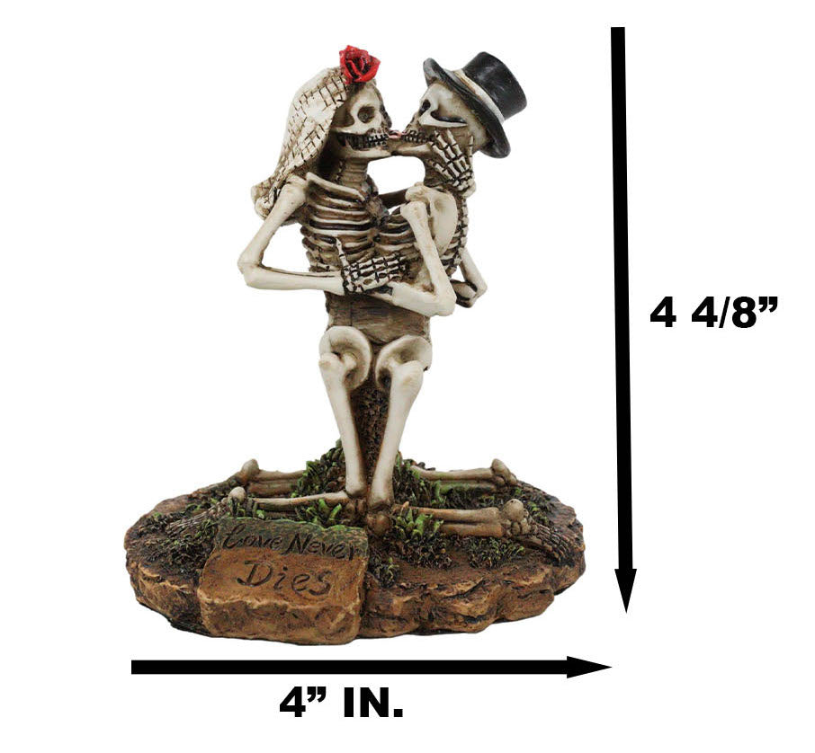 Ebros Love Never Dies Wedding Skeleton Hot Couple Making Out Statue 4.5" Tall Day of The Dead Decorative Valentine Skeleton Lovers Kissing Figurine