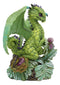 Ebros Fantasy Green Thumb Vintage Artichoke Dragon Statue Fairy Garden Collectible