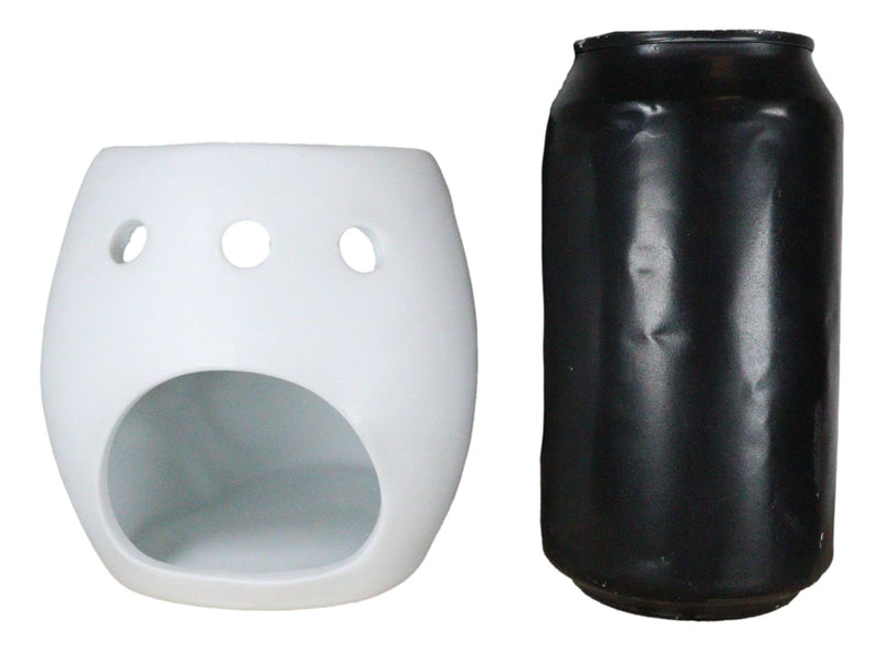 Matte White Gothic Skull Skeleton Ceramic Votive Candle Essential Oil Warmer