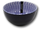 Pack Of 6 Artistic Blue Geometric Stripes Rice Soup Salad Ceramic Bowls 14oz