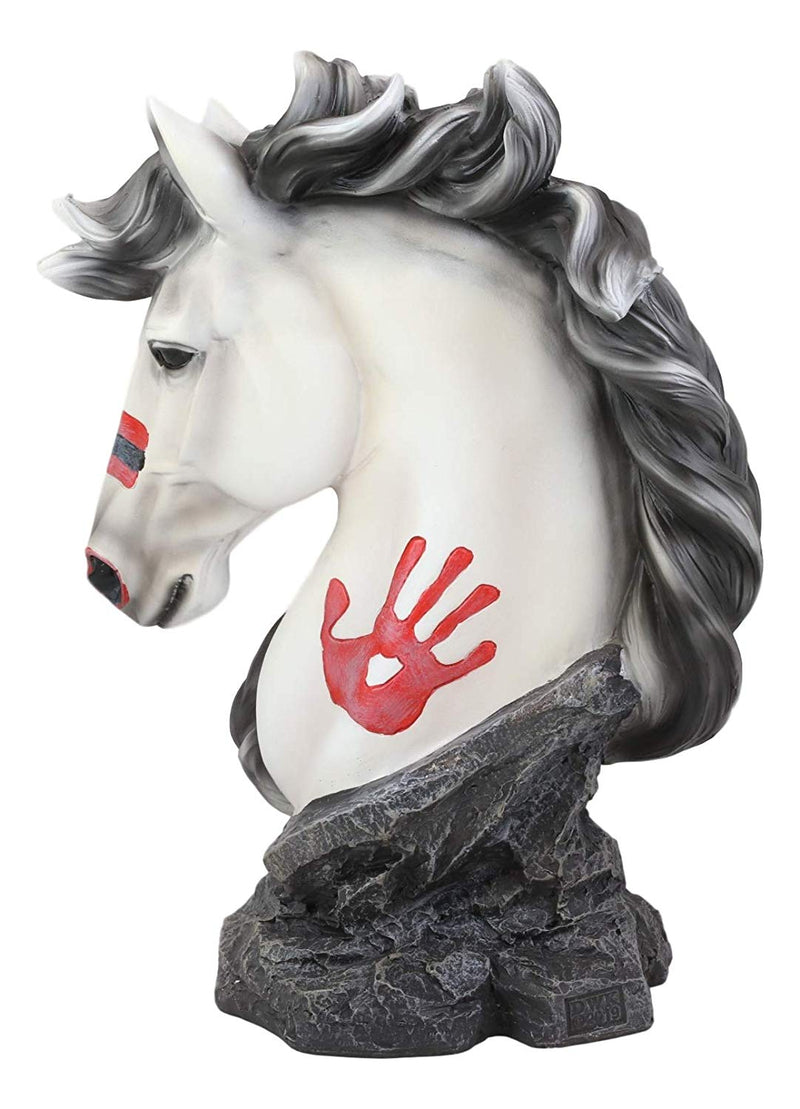 Ebros White Horse Head Bust with Hamsa Evil Eye Palm Sculpture 12" Tall Statue