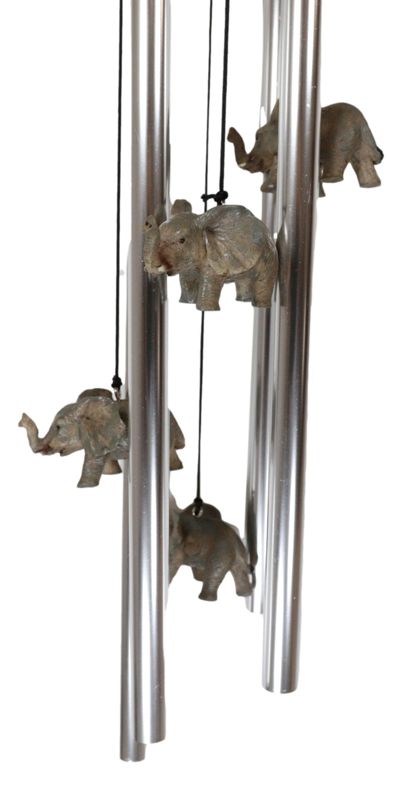 Ebros Gift Pachyderm Elephant Family Striding The Plains Resonant Relaxing Wind Chime Patio Garden Decor Decorative Figurine Noisemaker Elephants Baby Calf Safari Grasslands