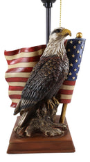 Patriotic Bald Eagle With American Flag Memorial Table Lamp Figurine 19" Tall