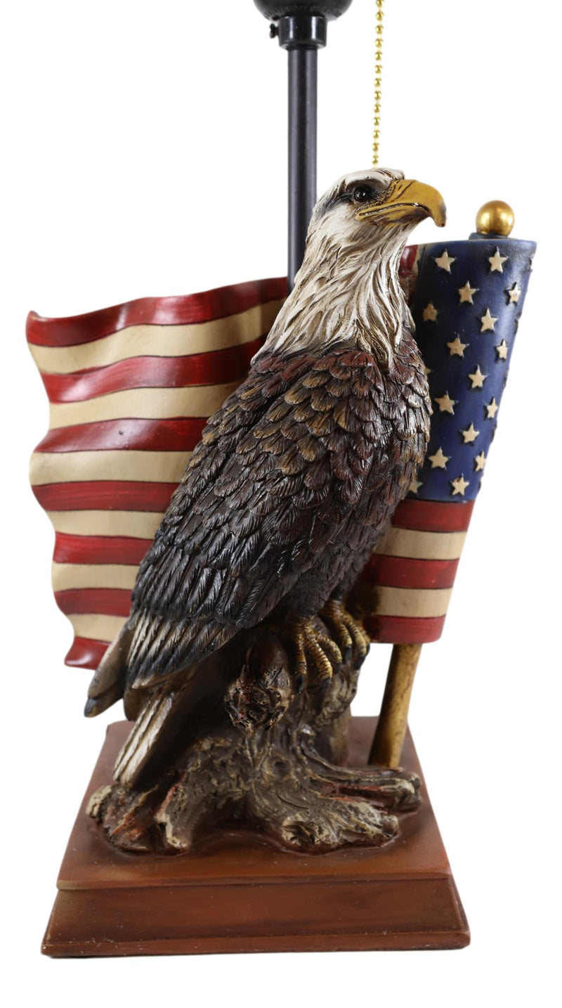 Patriotic Bald Eagle With American Flag Memorial Table Lamp Figurine 19" Tall