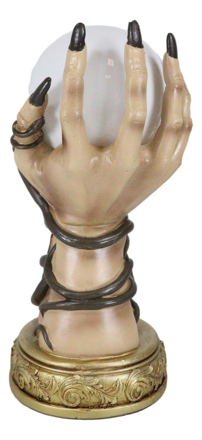 Psychic Fortune Teller Witch Hands With Snakes Rotating LED Glass Gazing Ball