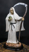 12.75" Tall Holy Death Santa Muerte Holding Scythe In White Tunic Robe Statue