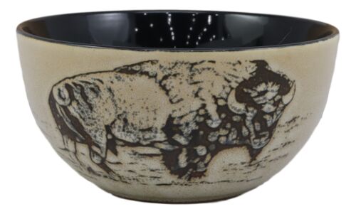 Ebros Pack Of 4 American Bison Abstract Art Bowl Set Perfect For Cereal , Soup