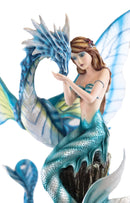 Ebros Large Nautical Blue Mermaid Feeding Leviathan Ocean Dragon Fairy Statue
