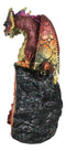 Metallic Red Iridescent Dragon On Faux Geode Rock Quartz Crystal Cove Figurine