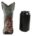 Rustic Western Cowboy Cowgirl Silver Beads Turquoise Boot Flower Vase Decor 7"H