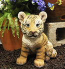 Ebros 9.25"H Realistic Bengal Orange Tiger Cub Statue With Glass Eyes Jungle Tigers