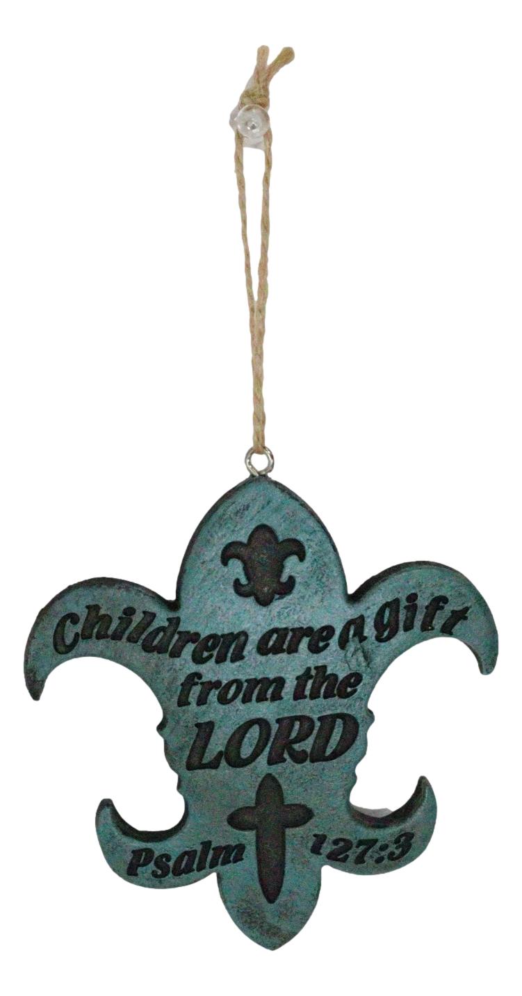 Set of 3 Bible Scriptures James Proverbs Psalm Fleur De Lis Cutout Ornaments