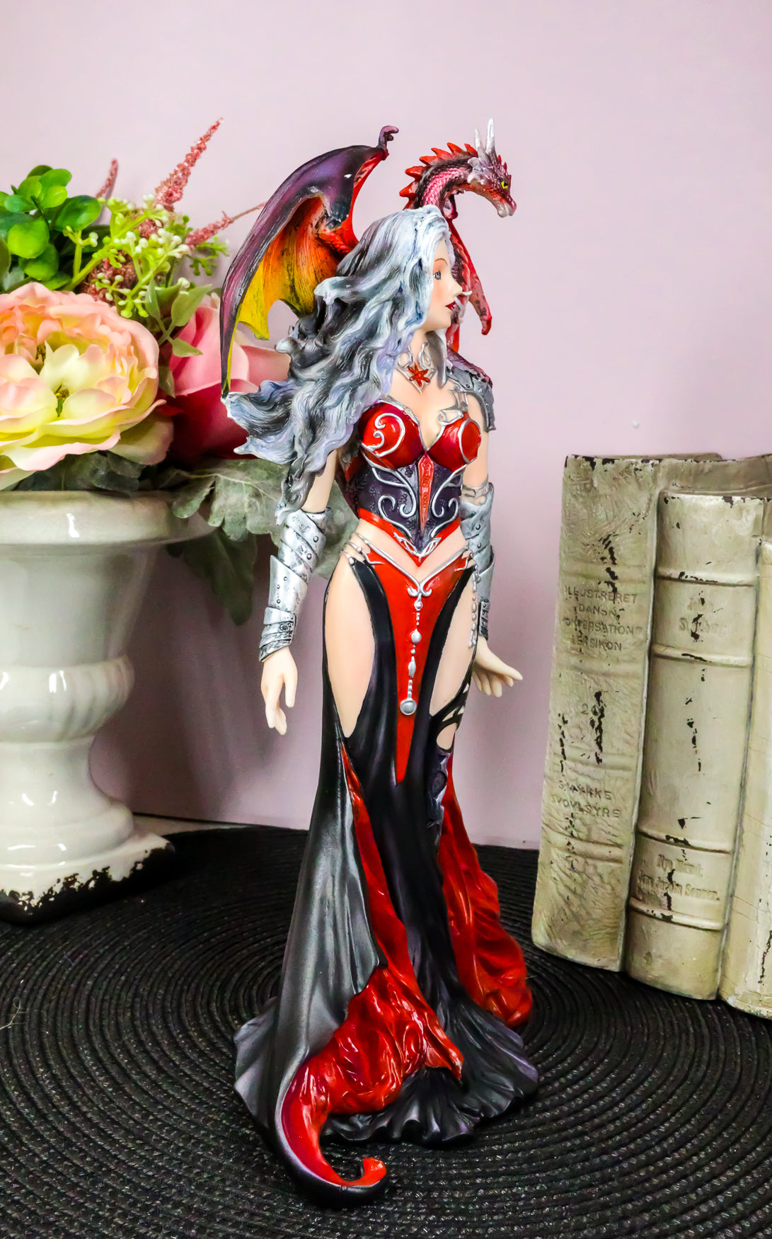 Nene Thomas Red Fire Dragon Witch Statue 12"H Queen Of Shadows Severeielle Decor