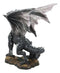 Mythical Fantasy "Silver Volander" Ancient Wise Dragon Statue 8"H Black Dragon