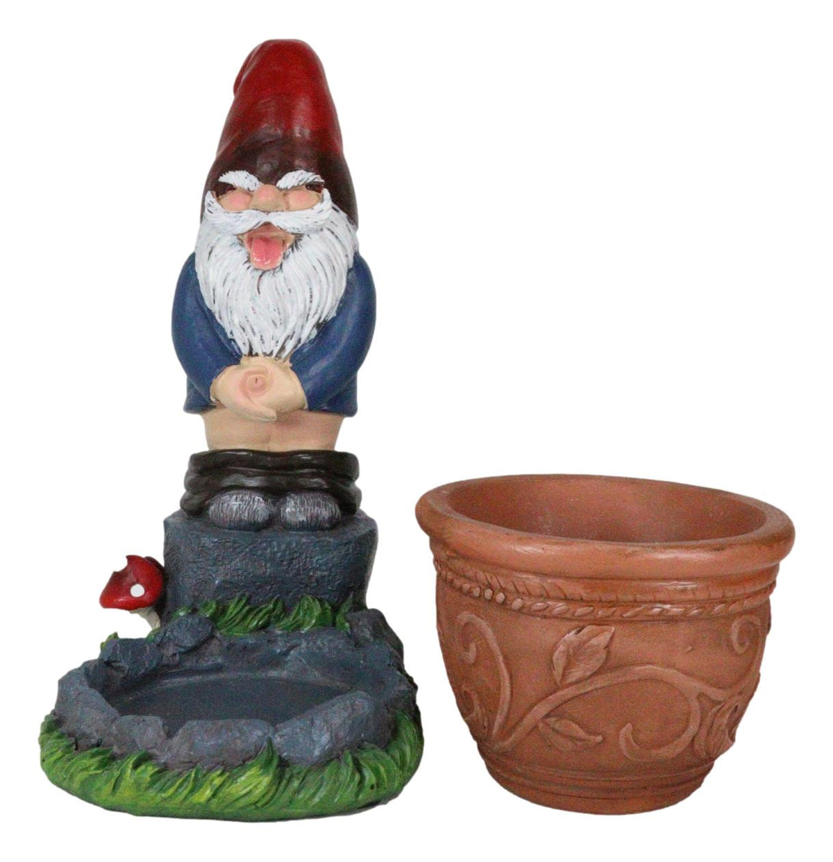 Whimsical Garden Naughty Gnome Pants Butt Down Peeing Planter Vase Pot Statue - Ebros Gift