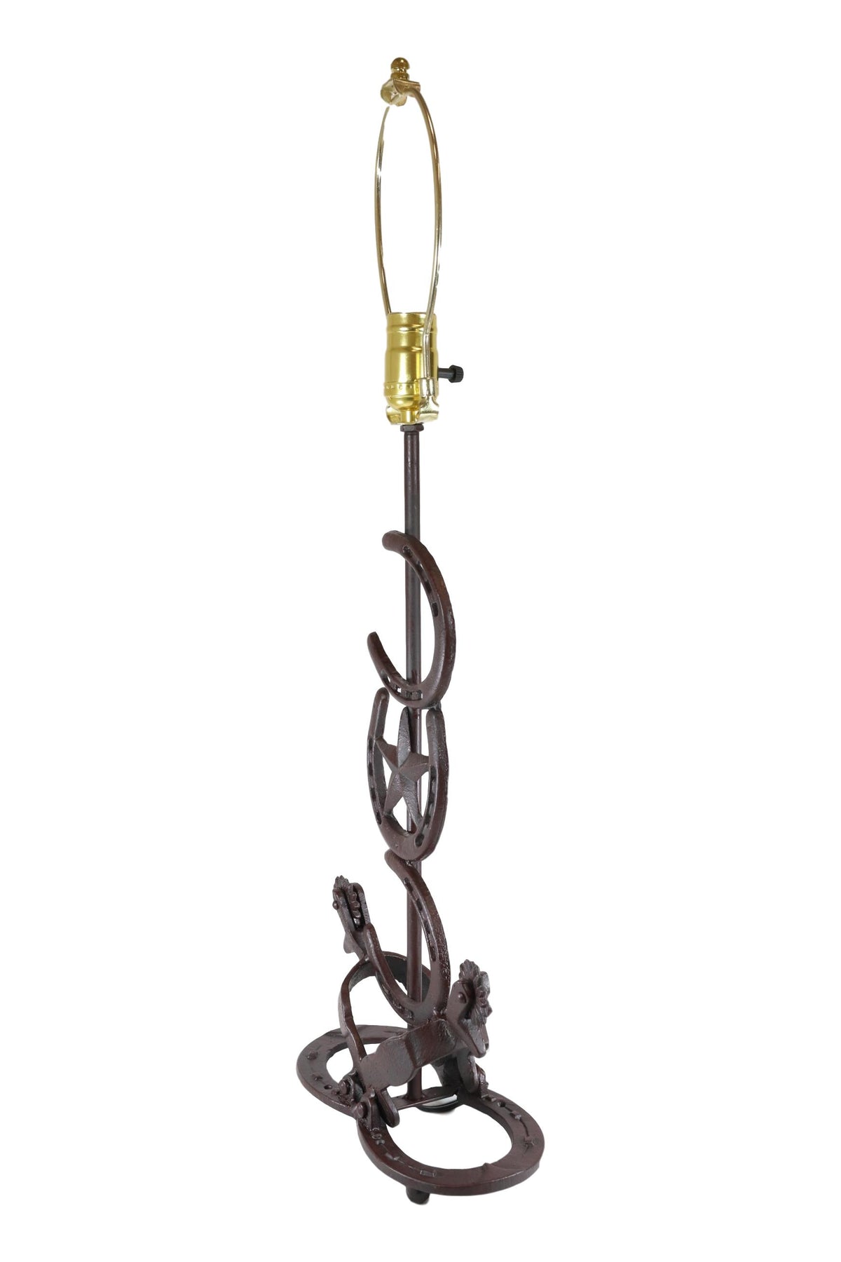 Ebros Set of 2 Cast Iron Western Horseshoes Base Desktop Table Lamps w/ Shade - Ebros Gift