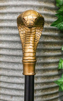 Ebros Golden Egyptian God Uraeus Cobra Head Prop Decorative Walking Cane 39"H