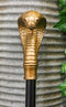 Ebros Golden Egyptian God Uraeus Cobra Head Prop Decorative Walking Cane 39"H