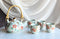 Japanese Red Cherry Blossom Flowers Design Porcelain Tea Pot And 4 Cups Set