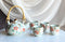 Japanese Red Cherry Blossom Flowers Design Porcelain Tea Pot And 4 Cups Set