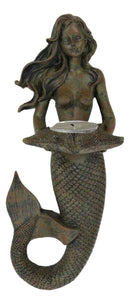 Rustic Rust Bronze Finish Nautical Ocean Mermaid With Shell Candle Wall Sconce
