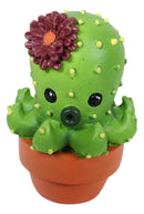Ebros Octoprickles Octopus Faux Succulent Cactus With Flower In A Pot Mini Figurine