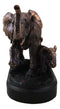 African Safari Bush Elephant Mother With Calf On Jungle March Figurine With Base