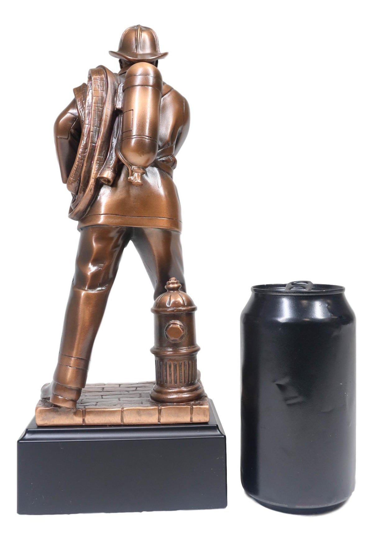 In Line Of Duty Fireman Carrying Hose By Hydrant Statue 12"H Fire Fighter Decor - Ebros Gift