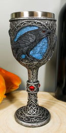 Ebros Moonlight Raven Crow With Celtic Tribal Tattoo Wine Goblet Chalice 7.25"H