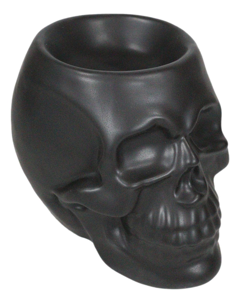 Matte Black Gothic Skull Skeleton Ceramic Votive Candle Essential Oil Warmer