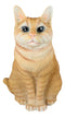 Lifelike Pet Pal Sitting Feline Striped Orange Tabby Cat Statue 12.75"Tall