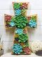 Southwestern Colorful 3D Cactus Blossoms Succulent Flowers Wall Cross Art 12'H