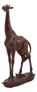 Ebros Safari Long Necked Giraffe Statue 8.25"Tall Faux Mahogany Wood Resin Animal Figurine