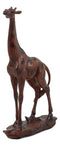 Ebros Safari Long Necked Giraffe Statue 8.25"Tall Faux Mahogany Wood Resin Animal Figurine